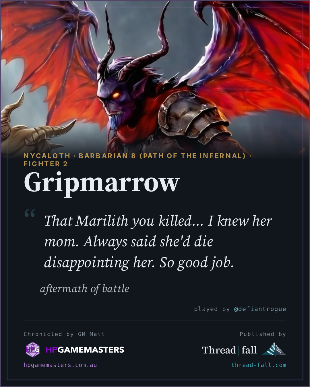 A quote card from a real recorded session